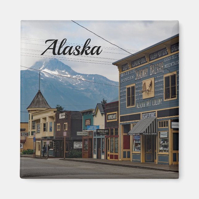 Aimant Bâtiments de la ville de Skagway Alaska Photo (Devant)