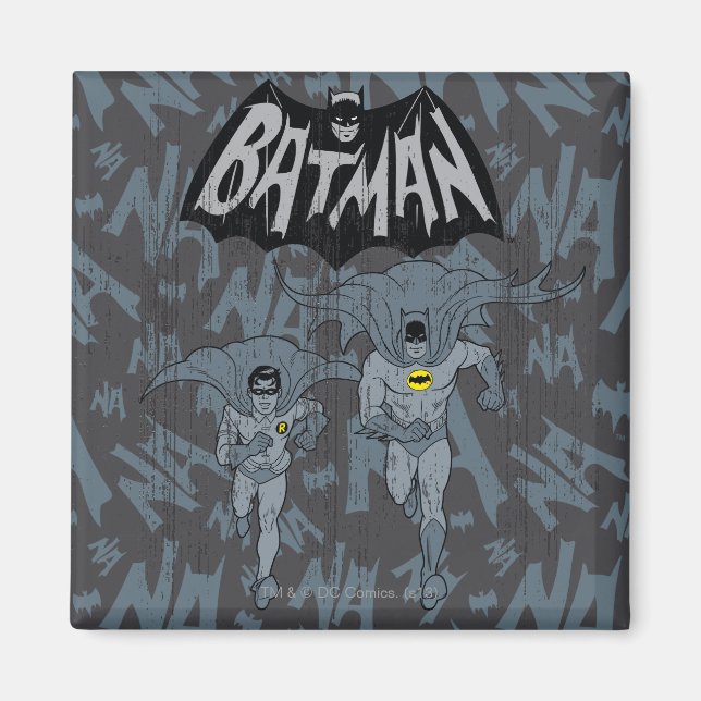Aimant Batman Et Robin Avec Logo Graphique Distressé (Devant)