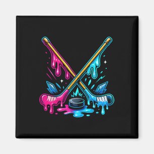 Aimant Bâtons de hockey Crème glacée Goutte Hockey sur gl