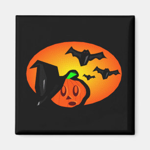 Aimant Bats et Citrouille Jack Orange - Logo demi-ton