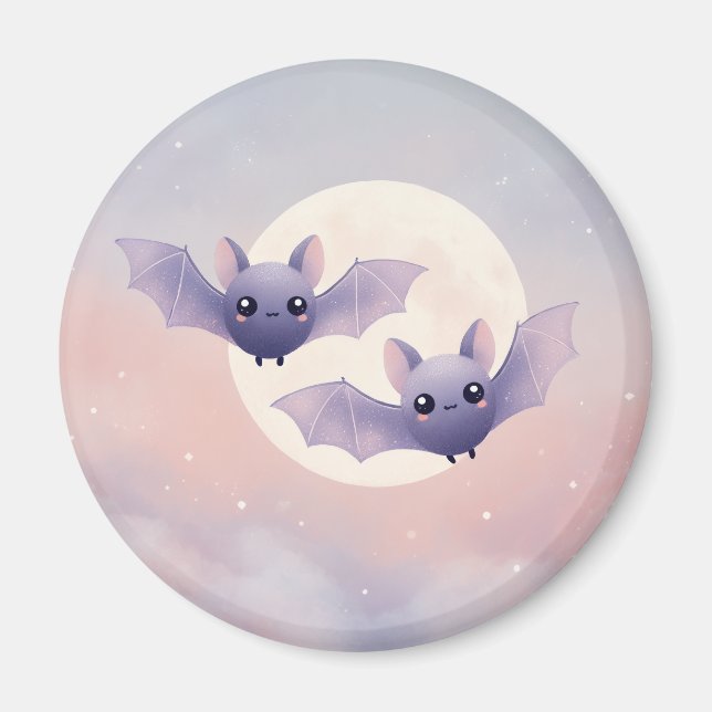 Aimant Bats mignons volant près de la Pleine lune - Aiman (Devant)
