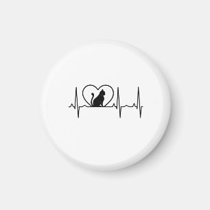 Aimant Battement de coeur de chat avec coeur