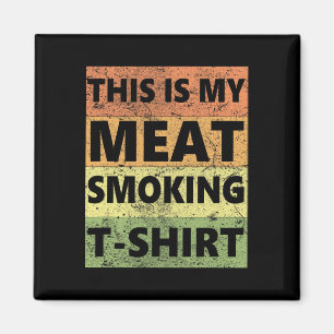 Aimant Bbq Smoker Theme Retro - Vintage Ma Viande Fumer