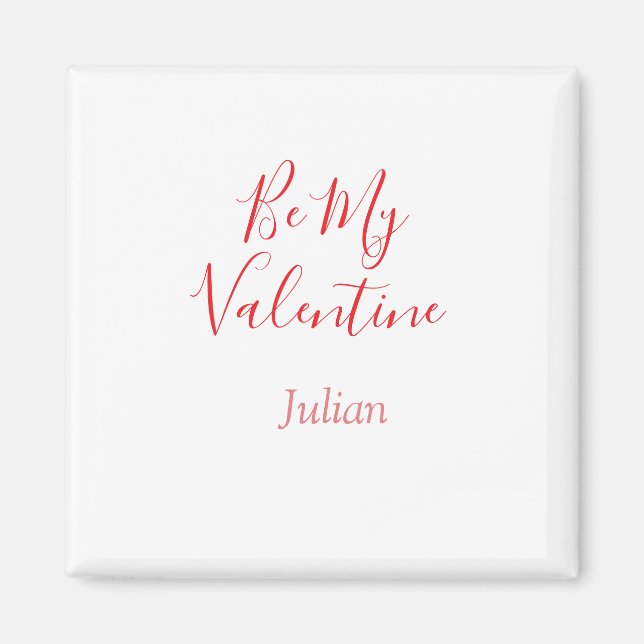 Aimant Be my valentine red name elegant love couple  (Devant)