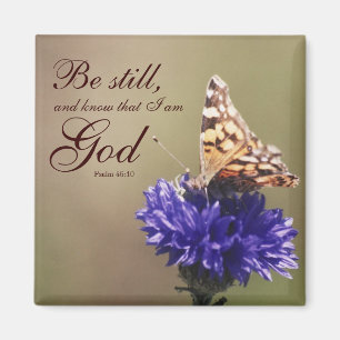 Aimant Be Still Psaum 46:10 Fleur papillon