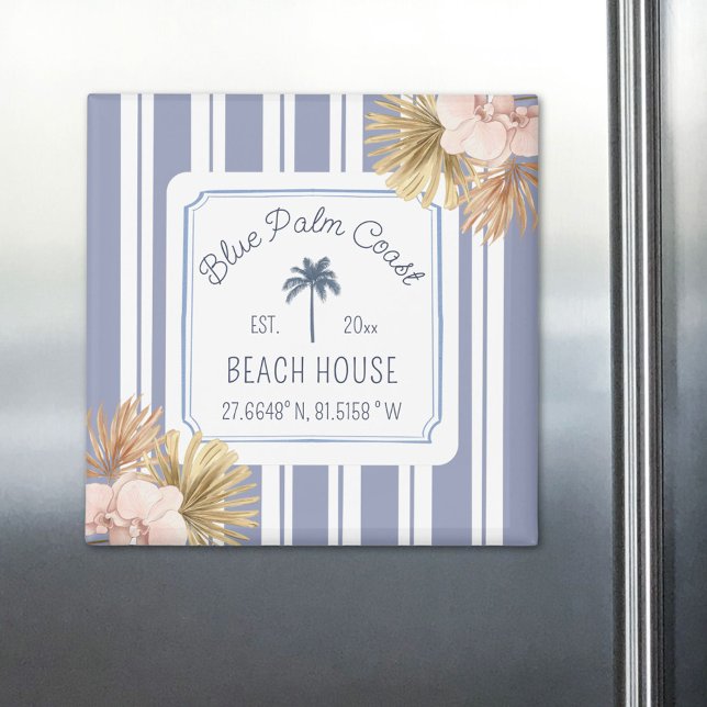 Aimant Beach House Blue Stripes Côte Boho Ferme (In situ)