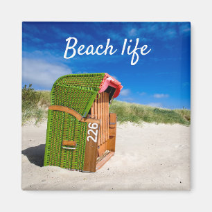 Aimant Beach life Green Beach chaise photo avec texte