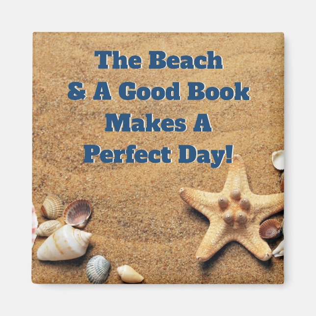 Aimant Beach Sand Sea Shell Good Book Club Bibliophile (Devant)