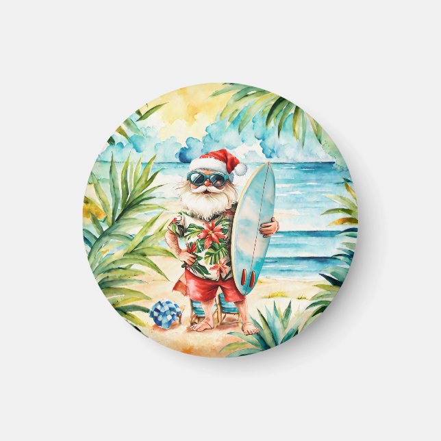 Aimant Beach Surf Christmas Party with Santa Claus  (Devant)