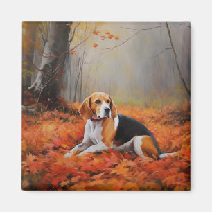 Aimant Beagle en automne Leaves automne Inspire
