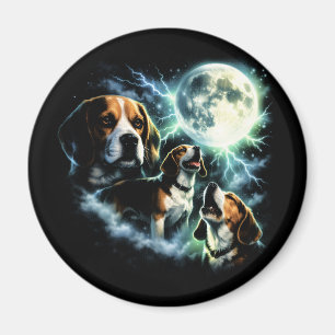Aimant Beagle hurlant à la Lune – Chien de Chasse Nuit