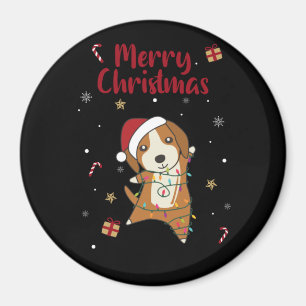 Aimant Beagle Joyeux Noël Animaux d'hiver Chien