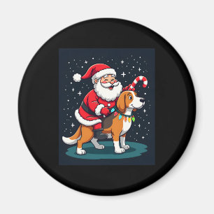 Aimant Beagle Xmas Éclairage Père Noël équitation Beagle