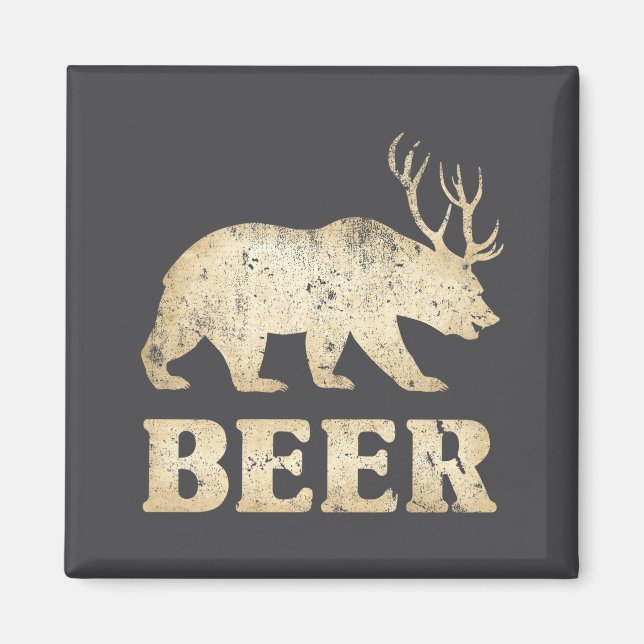 Aimant Bear Deer Vintage Beer  (Devant)