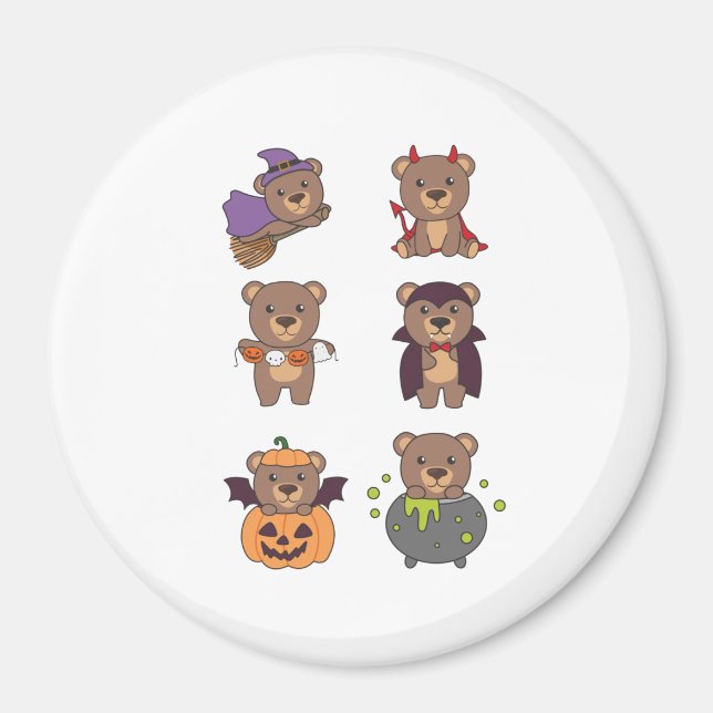 Aimant Bear Halloween Witch Devil Citrouille Vampire cost (Devant)
