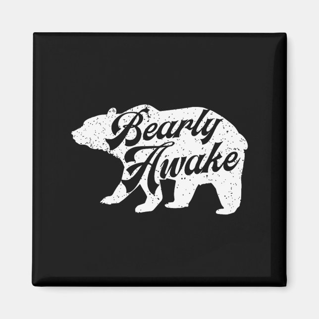 Aimant Bearly Awake Bear. Funny Bear Christmas Pajamas Gi (Devant)
