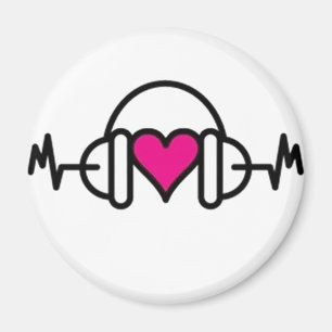 Aimant Beats of Love   Coeur rose avec pouls et casque