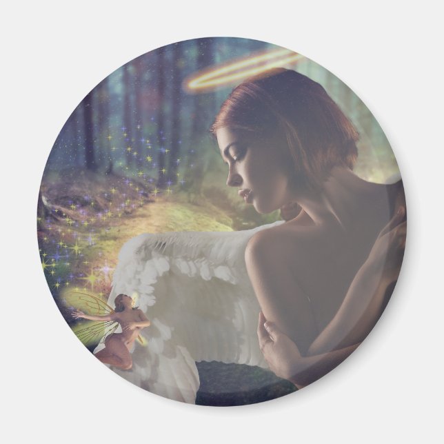 Aimant Beau ange avec Imaginaire Fairy Art (Devant)