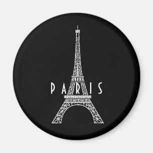 Aimant Beau blanc France Paris Tour Eiffel Bouton