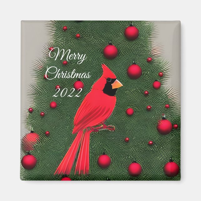 Aimant Beau Cardinal Rouge Noël (Devant)
