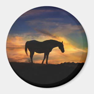 Aimant Beau Cheval dans Sunset Art
