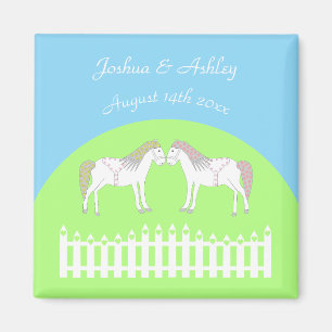 Aimant Beau Cheval Mariage Blanc Personnalisé