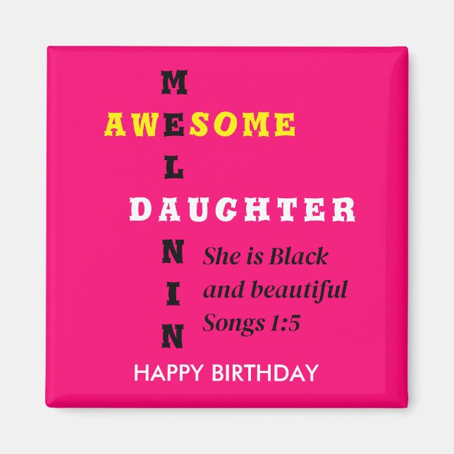 Aimant BEAU MELANIN FILLE Christian Anniversaire (Devant)
