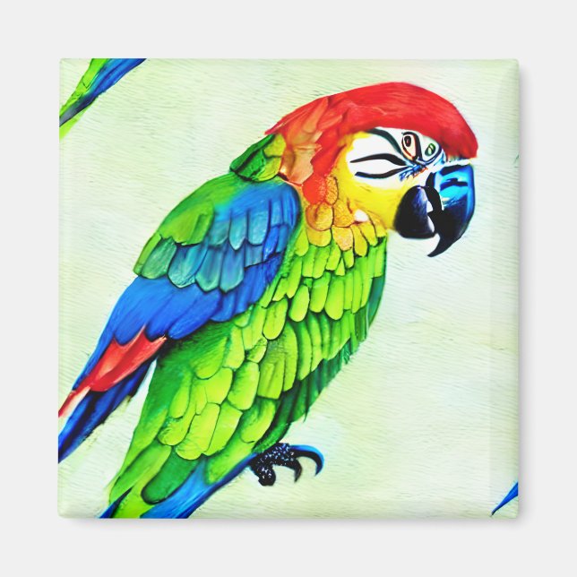Aimant Beau Motif de perroquet coloré (Devant)