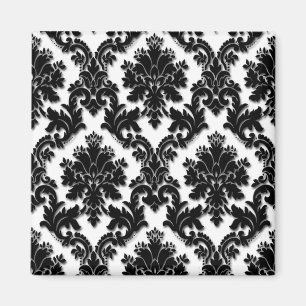 Aimant Beau motif noir et blanc de damassé