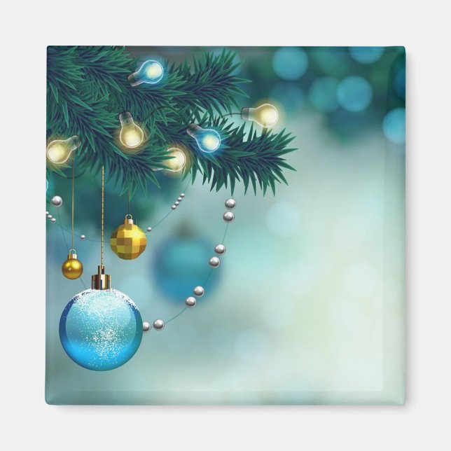 Aimant Beau Pin À Pins Avec Balle Bleue De Noël (Devant)