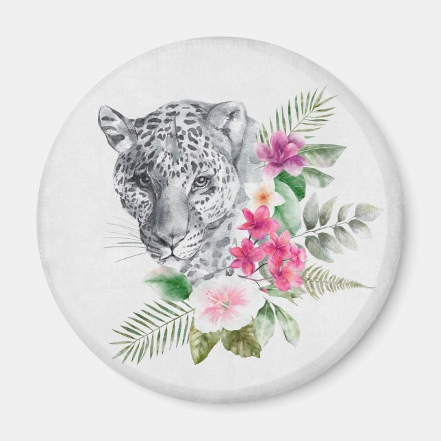 Aimant Beau portrait de tête de léopard en aquarelle (Devant)