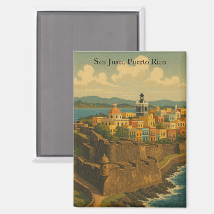 Aimant Beau San Juan Porto Rico Retro Art