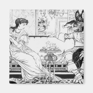 Aimant Beauté et la bête, 1874 (litho) (photo de b/w)
