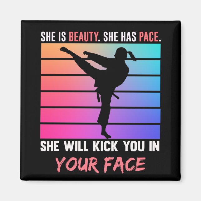 Aimant Beauté Karate Girl Kick You Taekwondo Jiu Jitsu (Devant)