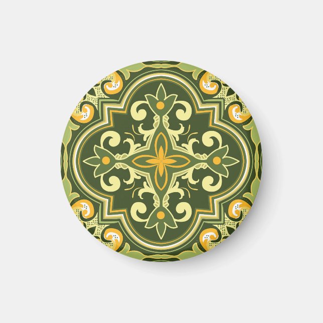 Aimant 💚 Beautiful olive et Yellow Azulejos (Devant)