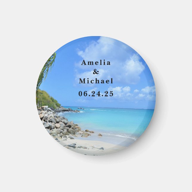 Aimant Beautiful Turquoise Tropical Beach Save the Date (Devant)