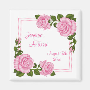 Aimant Beaux Bouquets de Coin Rose Mariage