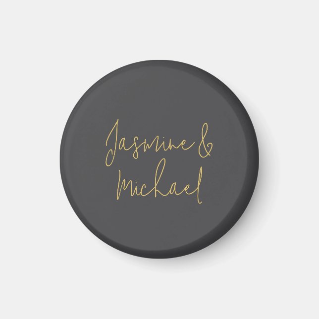 Aimant Beaux Noms De Couple Calligraphie Élégante Gris Et (Devant)