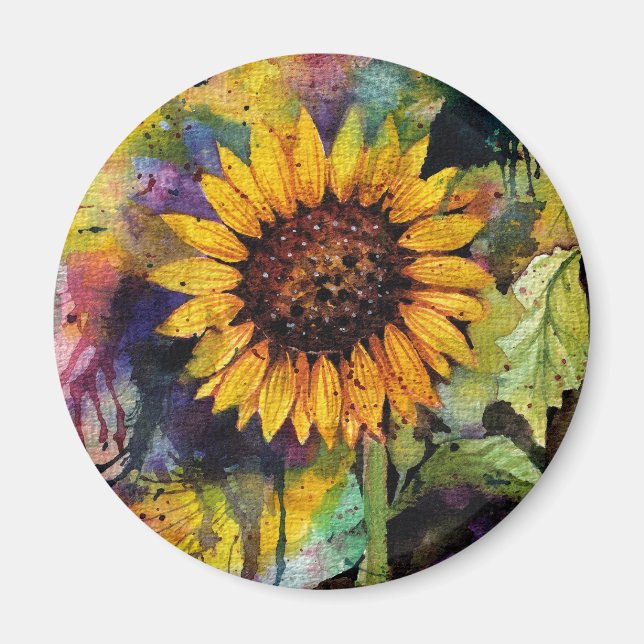 Aimant Beaux Tournesols En Aquarelle (Devant)