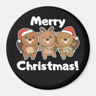 Aimant Beaver Animaux de Noël Beavers Joyeux Noël M