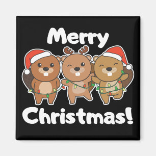 Aimant Beaver Animaux de Noël Beavers Joyeux Noël M