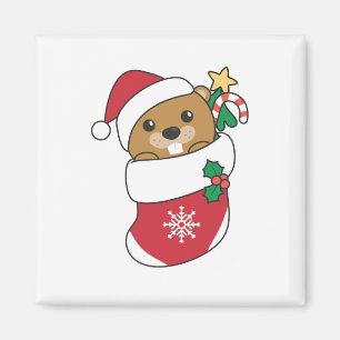 Aimant Beaver Noël Neige Hiver Animaux Castor