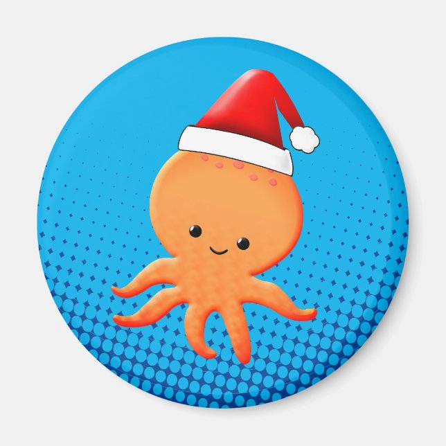 Aimant Bébé de Cartoon mignon Octopus Santas Casquette (Devant)