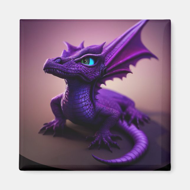 Aimant bébé dragon violet magnet (Devant)