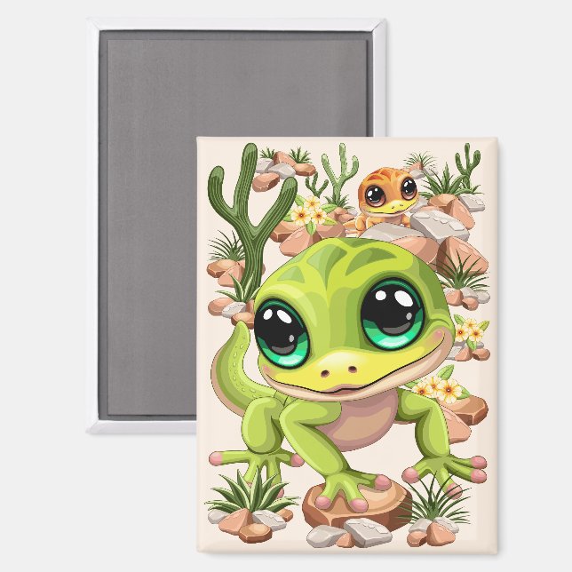 Aimant Bébé Geckos jote personnages de dessin (Recto/Verso)