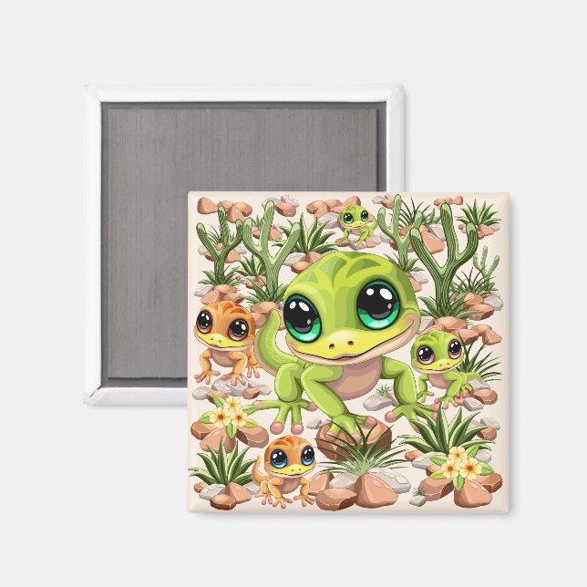 Aimant Bébé Geckos jote personnages de dessin (Recto/Verso)
