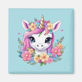 Aimant Bébé magique licorne avec fleurs