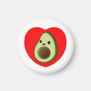 Aimant Bébé mignon Dessin Avocado Dans Le Coeur Rouge