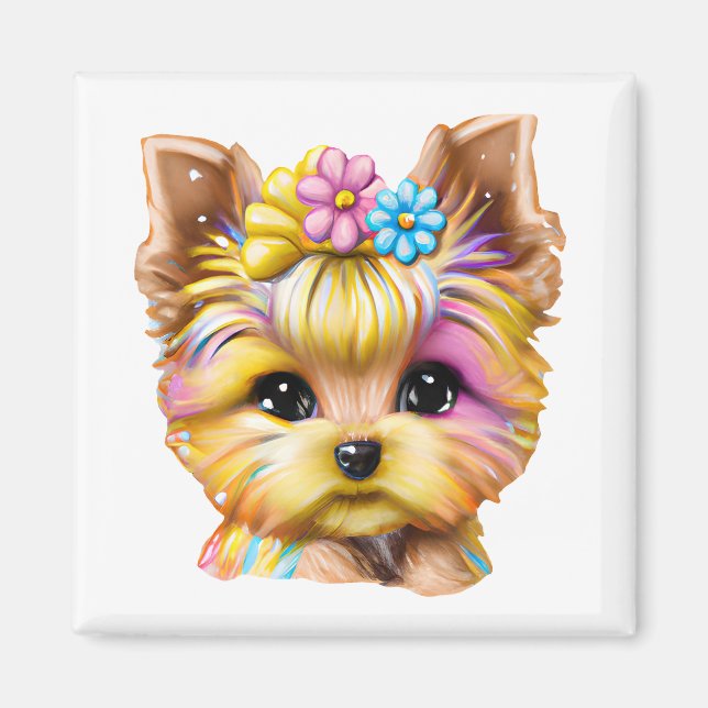 Aimant Bébé mignon et adorable Yorkie (Devant)