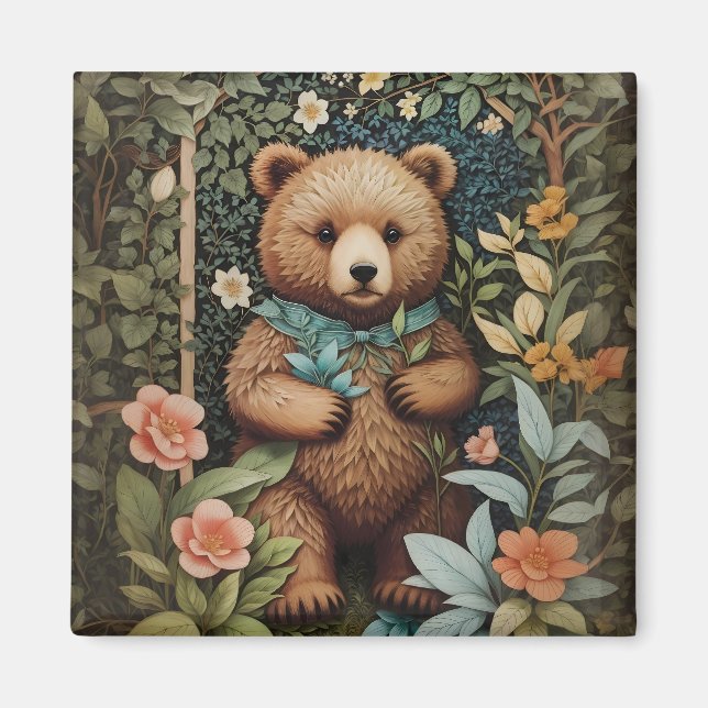 Aimant Bébé mignon Ours Brown William Morris Inspiré (Devant)